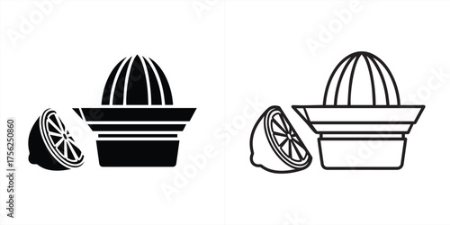 Vector art of citrus juicer with lemon halves icon for fresh juice preparation