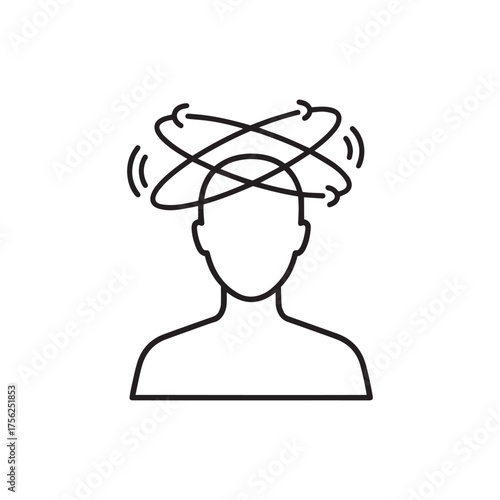 Vector art of dizzy person icon with swirling lines around head