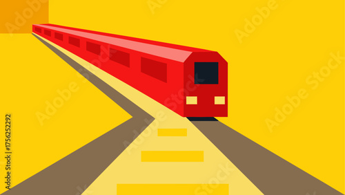 Red train on yellow track illustration