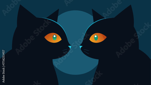 Two black cats facing each other closely