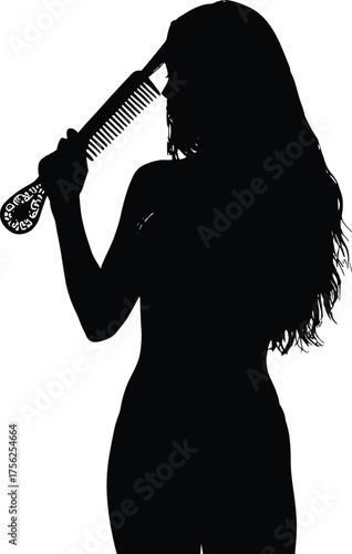 Wallpaper Mural Hair combing silhouette cartoon illustration, graceful grooming and personal care concept artwork for lifestyle and symbolic design Torontodigital.ca