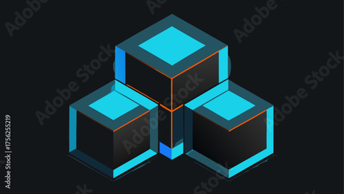 Isometric arrangement of three cubes