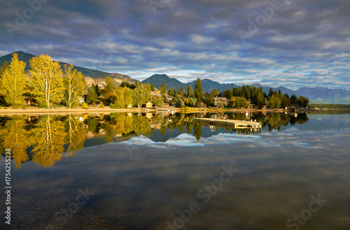 Lake Windermere Autumn Invermere BC. Autumn on the Windermere Lake shore in Invermere in the East Kootenays. British Columbia, Canada. 

