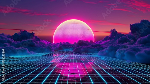 Sunset with smoke with purple  background
