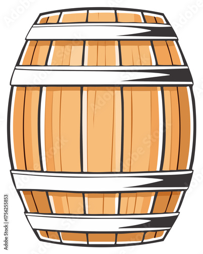 Classic Wooden Barrel for Aging Wine or Spirits Container Illustration Vector