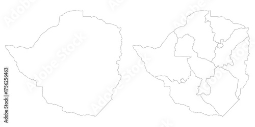 Bild auf Leinwand Zimbabwe map set. Map of Zimbabwe in set with white color