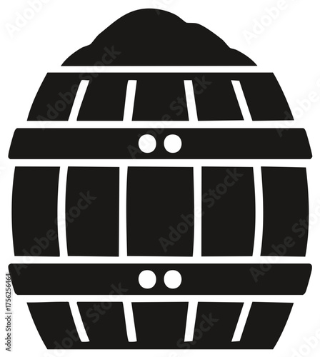 Wooden barrel icon filled with contents graphic illustration vector