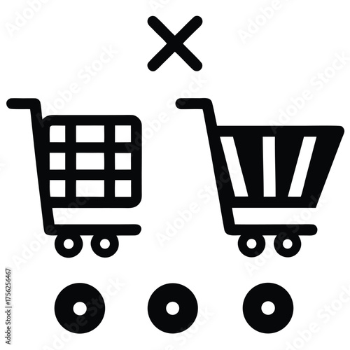 Shopping cart symbol crossed out indicating order cancellation or refund