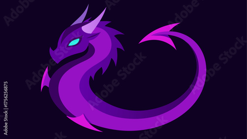 Stylized purple dragon curled in a circle