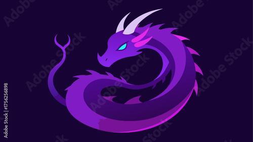 Illustration of a purple coiled dragon art