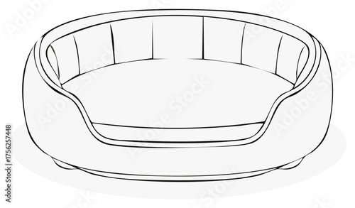 Simple Pet Bed Contour Drawing Cozy Resting Place for Canine or Feline Friend