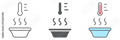 Hot water line icon, apparel and temperature, thermometer and basin sign, vector graphics, a linear pattern on a white background. editable stroke
