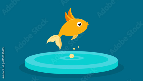 Cartoon goldfish jumping out of the water