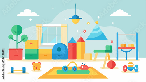 A designated child care area with toys and activities to keep kids entertained while parents work out.