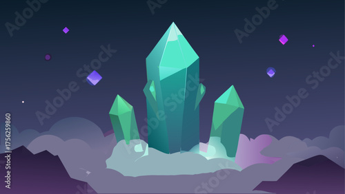 Crystals floating in the cloudy night sky