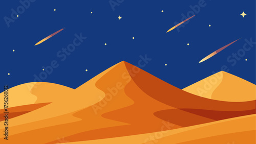 Desert landscape with stars and comets