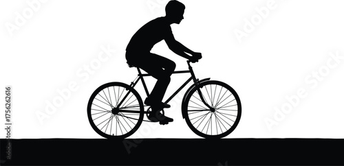 Wallpaper Mural Person riding bicycle silhouette cartoon illustration, symbolic motion and expressive gesture artwork for lifestyle and emotional design Torontodigital.ca