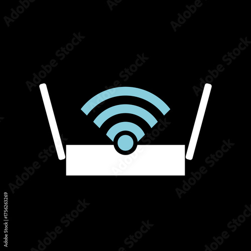 Router, modem icon isolated on black background