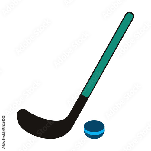 ice hockey stick and puck