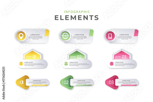 Modern infographic with five circular stages in a colorful gradient flow for business presentations and data visualization.
Four interconnected circular steps with numbers and text placeholders for pr