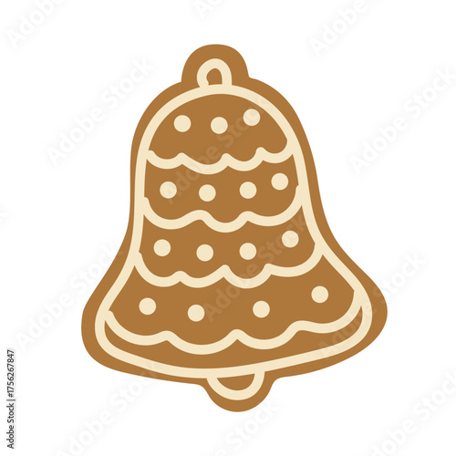 Decorative gingerbread bell cookie design perfect for holiday celebrations and festive gatherings