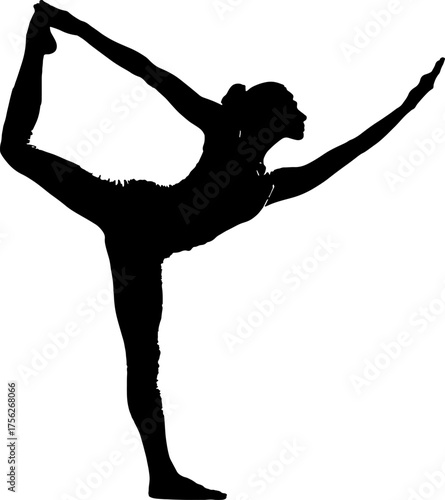 Black silhouette of a woman in yoga pose dancer on white background dancer pose