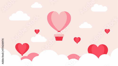 Heart balloons floating in the sky scene on transparent background silhouette