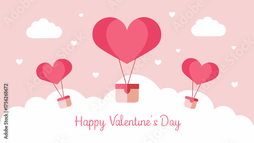 Valentine's day hearts and cloud balloons on transparent background silhouette