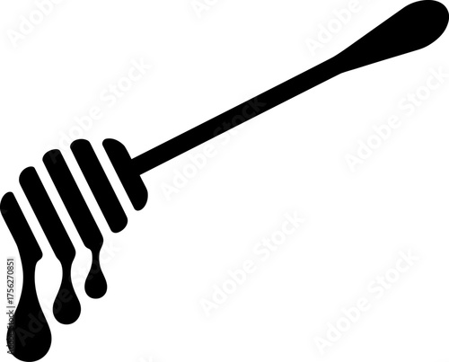 Honey Dipper Stick Icon with Dripping Honey