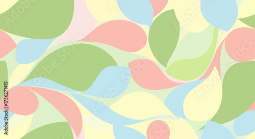Softly flowing abstract elements in a delicate pastel color palette, forming a continuous and harmonious decorative background for serene visual compositions