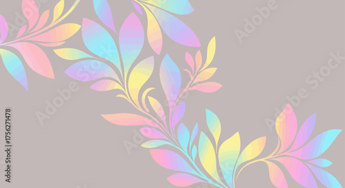 Pastel Foliage Illustration with Soft Gradient Colors and Swirling Branches Design