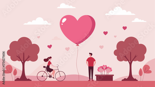 Couple in love with heart shaped balloon on transparent background silhouette