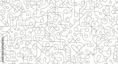Circuit Board Abstract Art Minimalist Lines and Dots Pattern