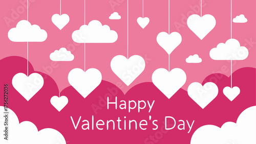 Valentine's day hearts and clouds design on transparent background silhouette
