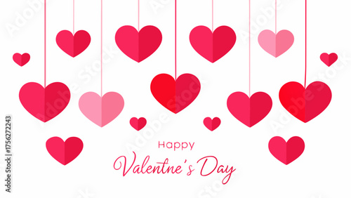 Hanging hearts for valentine's day card on transparent background silhouette
