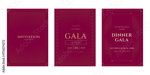 Elegant Gala Invitation Templates  Art Deco Design 2026 Vector