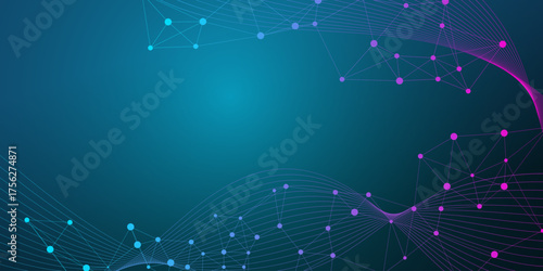 Modern Geometric Molecule Structure  Futuristic Data Flow