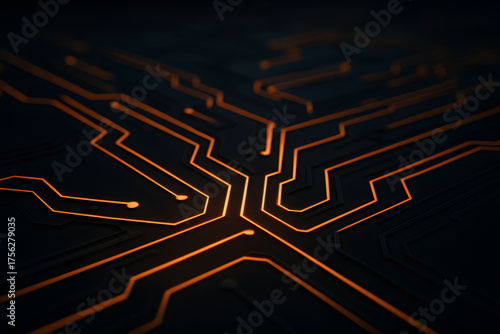 red and orange technology background with circuit design