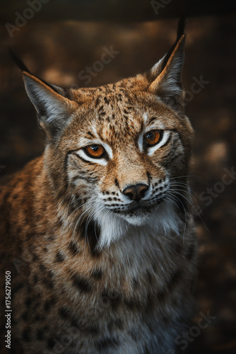 European lynx portrait in the forest