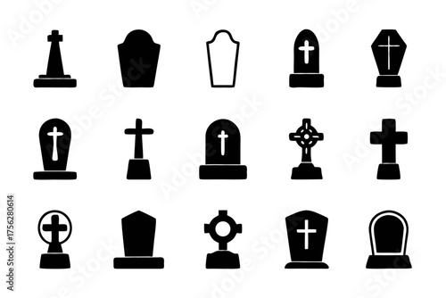 Collection of gravestone silhouette