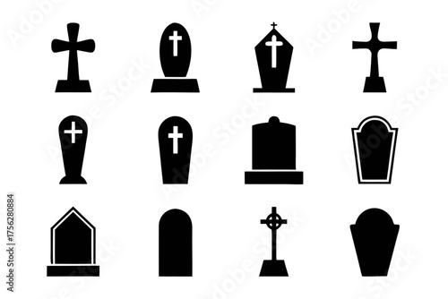 Collection of tombstone icons for halloween