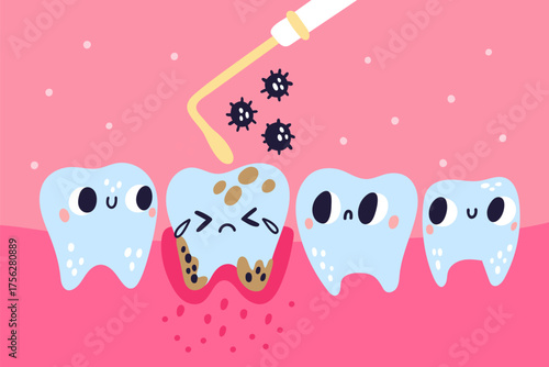 Cute Teeth Hygiene. Funny Dental Charact
