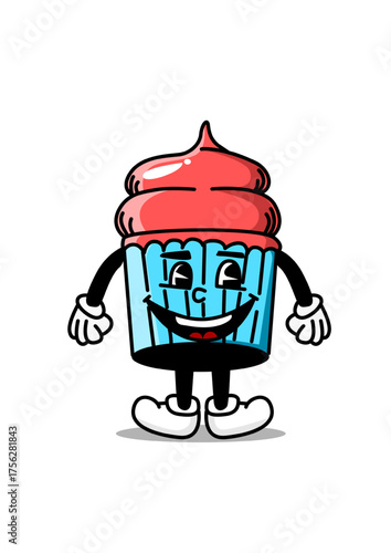 Illustration of a happy cupcake