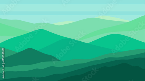Layered green mountain range illustration