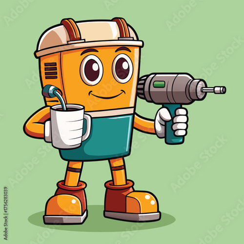 A playful drill sipping warm coffee from a mug while relaxing in a softly lit atmosphere.