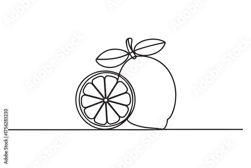 lemon thin line vector icon. one line Icon drawing with white background