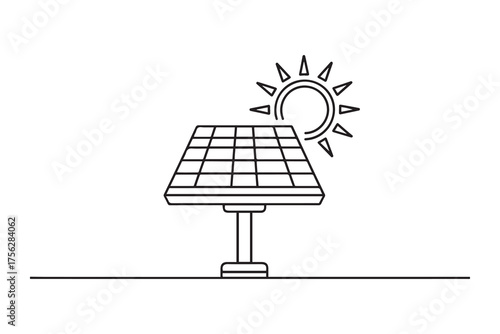 solar pannel thin line vector icon. one line Icon drawing with white background