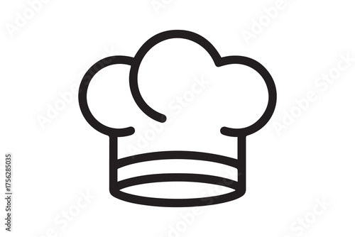 chef cap vector glyph flat icon. one line Icon drawing with white background