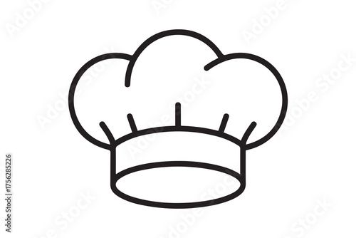 chef cap vector glyph flat icon. one line Icon drawing with white background