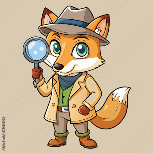 The fox detective looks clever and cute.
